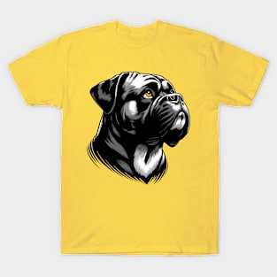 Stunning and Cool Bullmastiff Monochrome and Gold Portrait for Father's Day T-Shirt